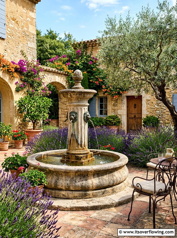 Mediterranean courtyard fountain - 25 garden ideas with fountain