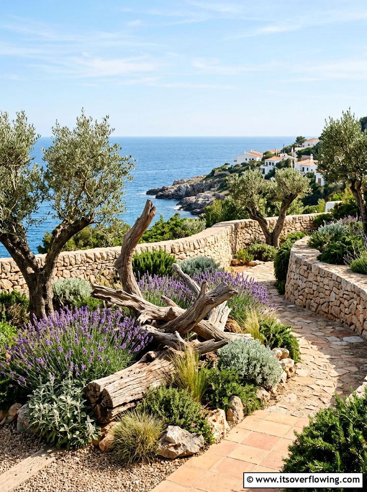 Mediterranean garden with sea wood - 25 garden ideas with driftwood sculptures