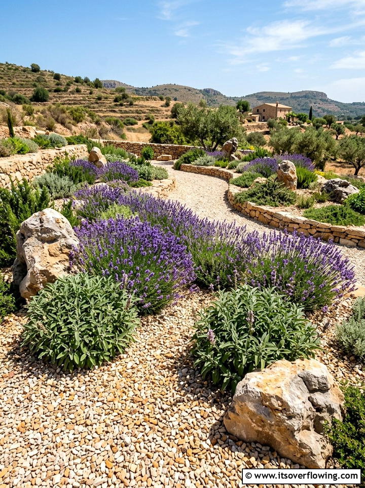 Mediterranean gravel herb garden - 25 creative garden ideas with medicinal herbs
