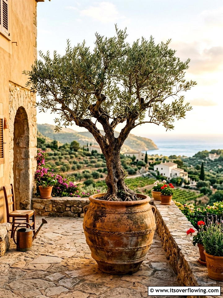 Mediterranean olive tree pot - 25 garden design ideas with pot displays