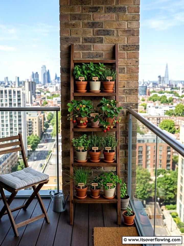 Metal A frame ladder planter - 25 upcycled garden ideas with ladder shelves