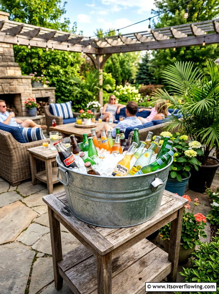 Metal Beverage Cooler - 25 backyard decorating ideas with garden party style
