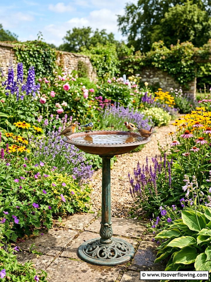 Metal Bird Bath - 25 garden decor ideas for backyards