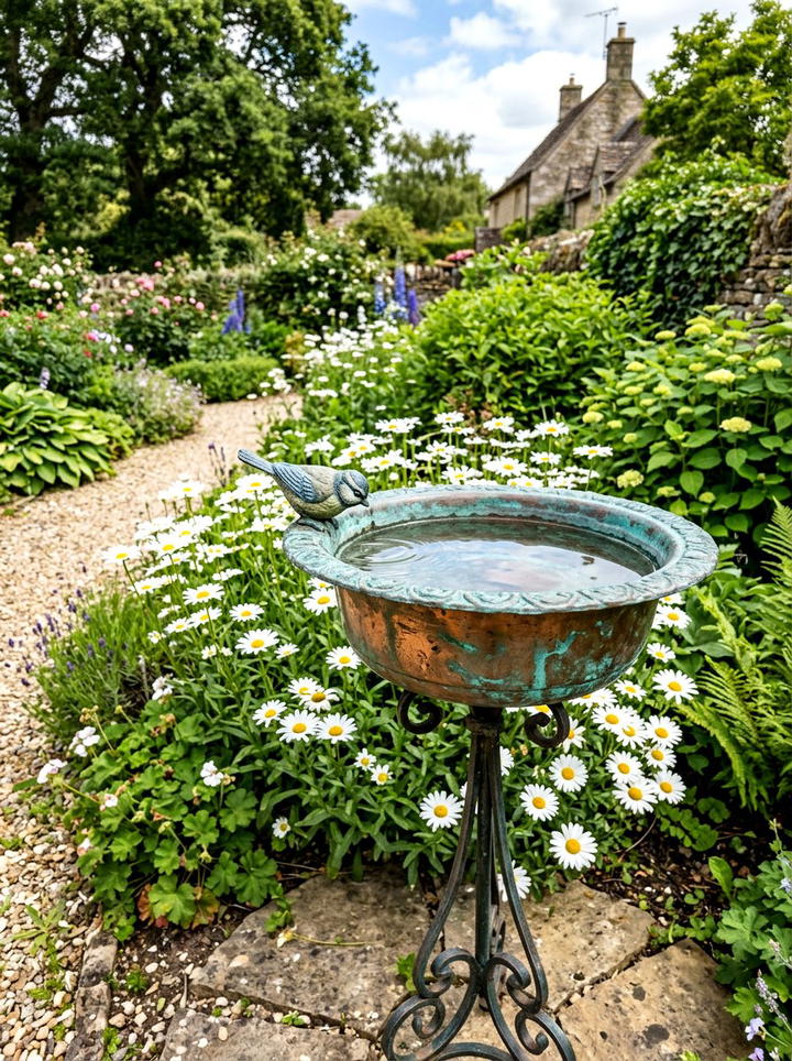 Metal Bird Bath - 25 backyard decorating ideas with bird baths