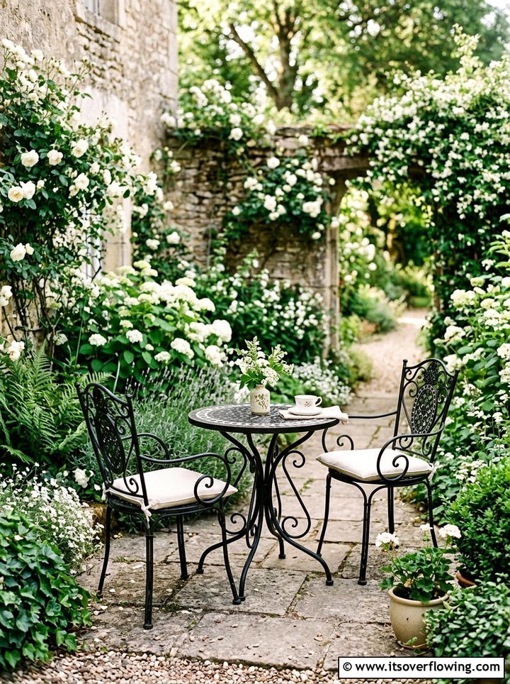 Metal Bistro Set - 25 garden decor ideas with neutral tones