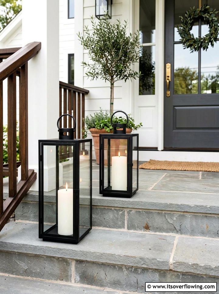 Metal Box Lanterns - 25 front porch ideas with metal decor