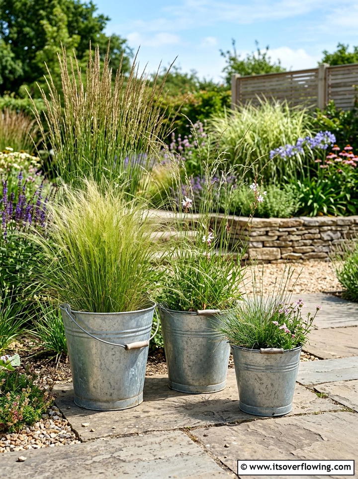 Metal Bucket Flower Pot - 25 reusing old things ideas for seasonal garden decor