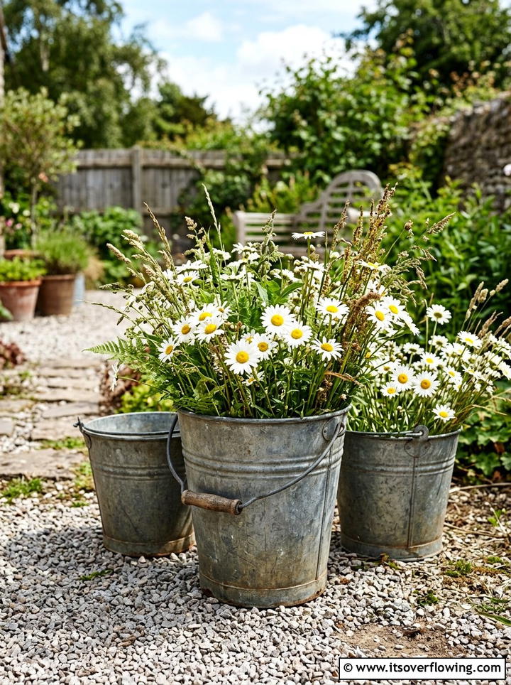 Metal Bucket Planter - 25 garden ideas with pots
