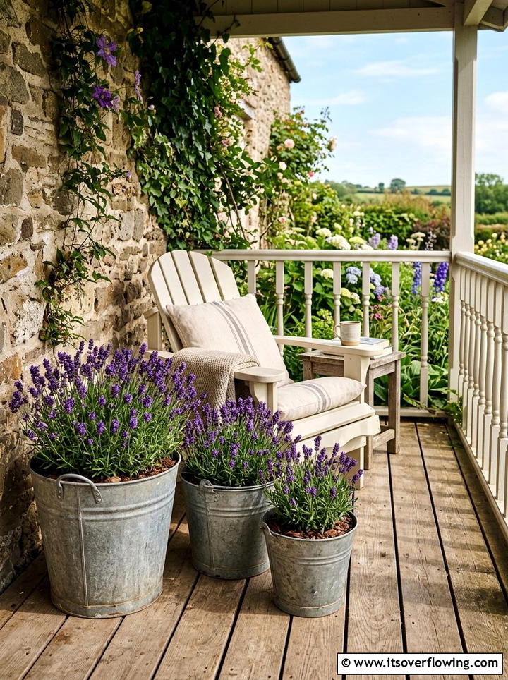 Metal Bucket Planters - 25 front porch ideas on a budget