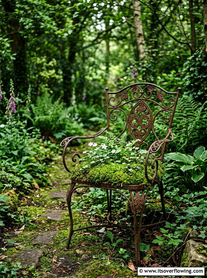 Metal Chair Garden Seat - 25 reusing old things ideas for yard art