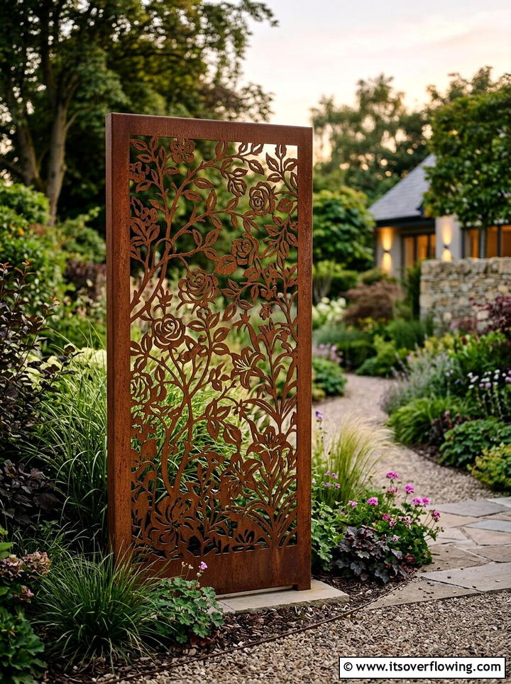 Metal Decorative Panel - 25 garden ideas for privacy
