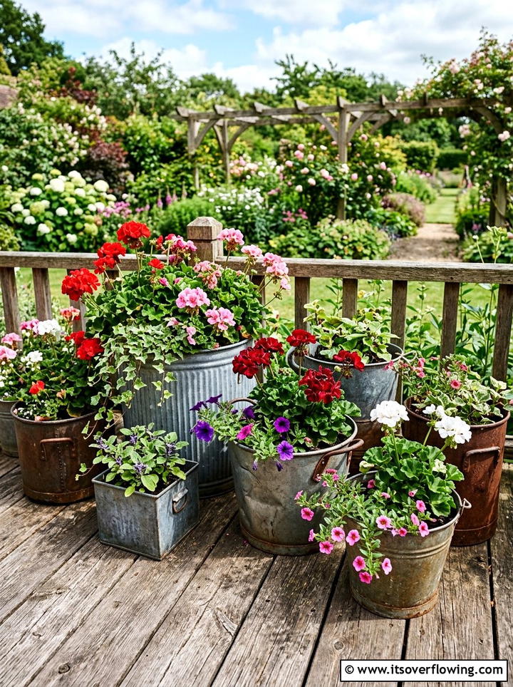 Metal Flower Pot - 25 garden decor ideas with boho accents