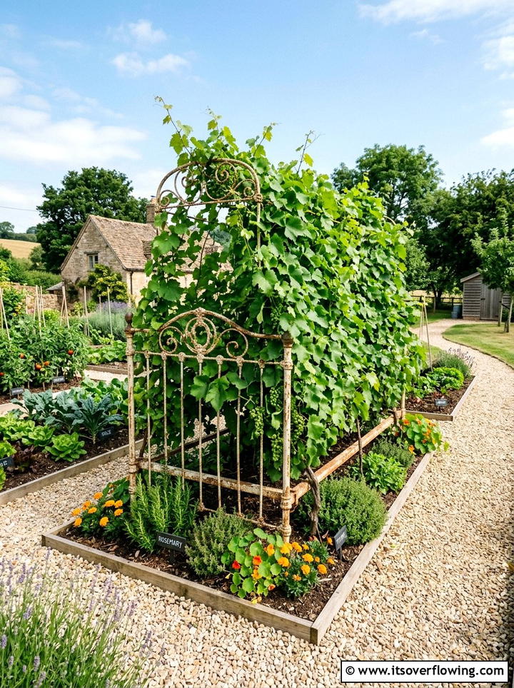 Metal Frame Garden - 25 backyard ideas with old furniture
