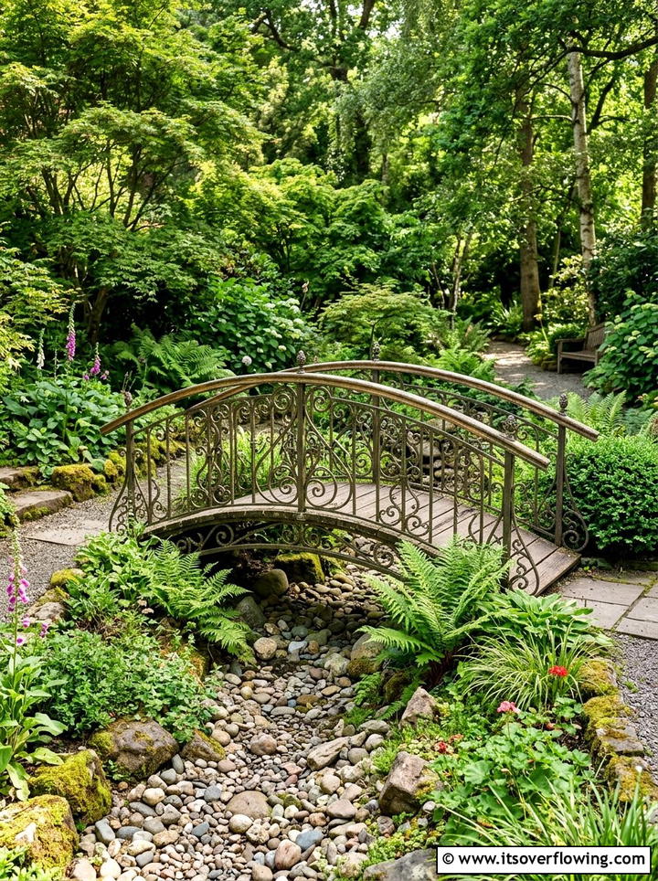 Metal Garden Bridge - 25 garden decor ideas with metal art