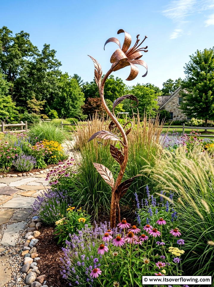 Metal Garden Sculpture For Interest - 25 garden decor ideas for pollinator gardens