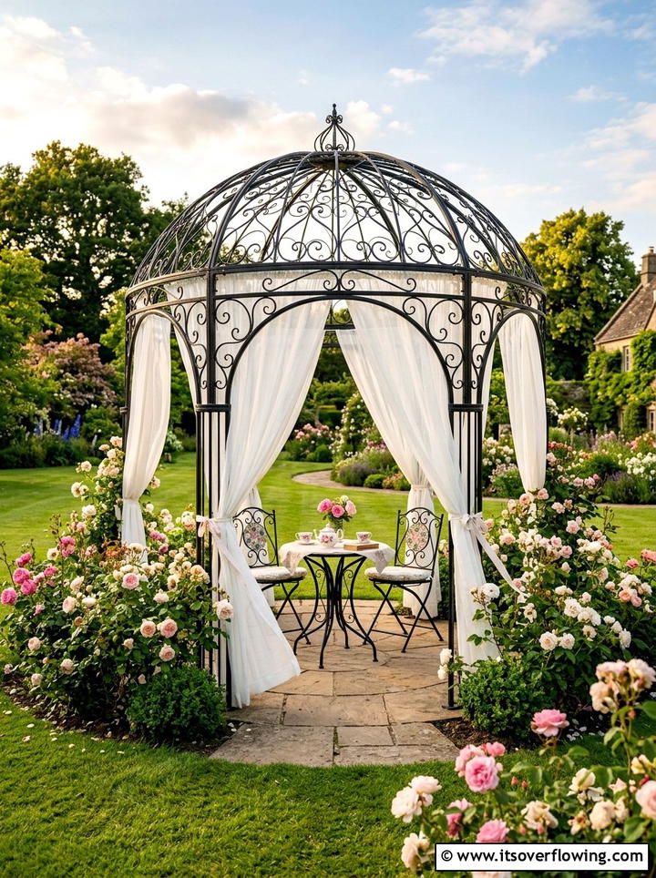 Metal Gazebo Structure - 25 backyard ideas for flat yards