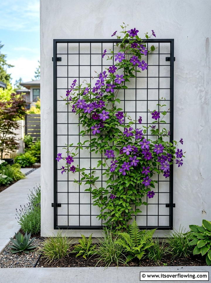 Metal Grid Trellis - 25 garden ideas with vertical gardens