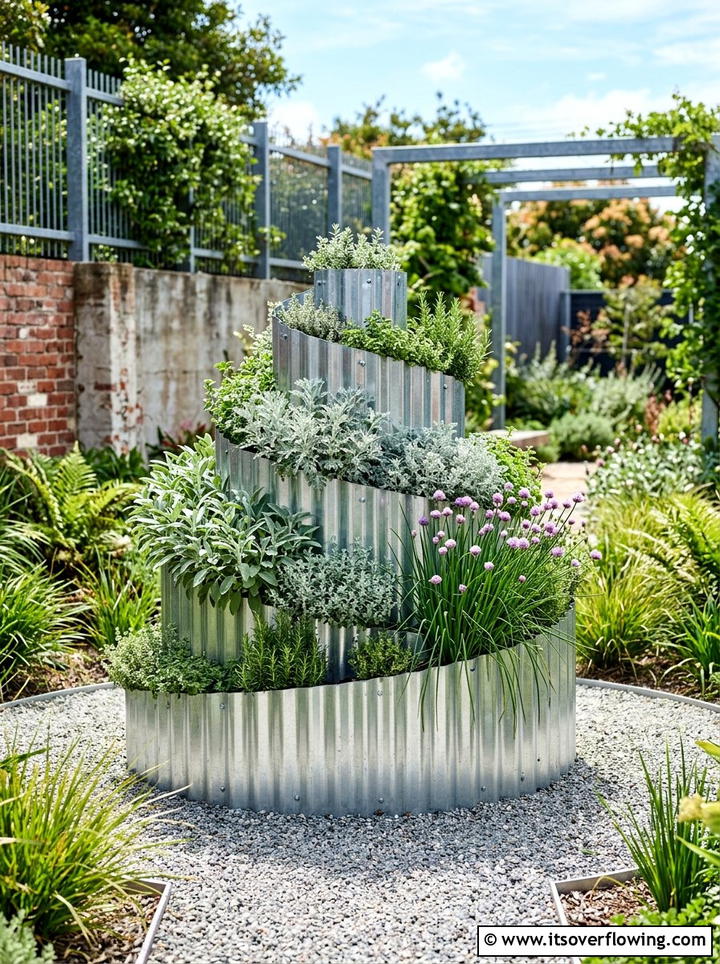Metal Herb Spiral - 25 creative garden ideas with spiral herb beds