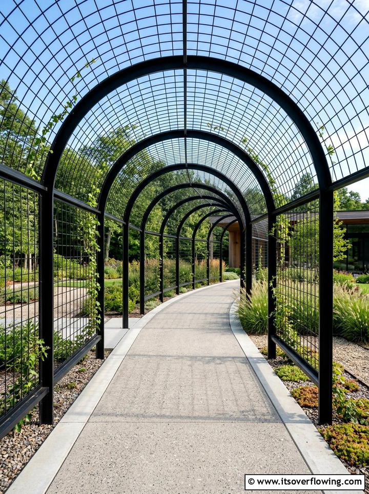 Metal Mesh Trellis - 25 creative garden ideas with trellis tunnel