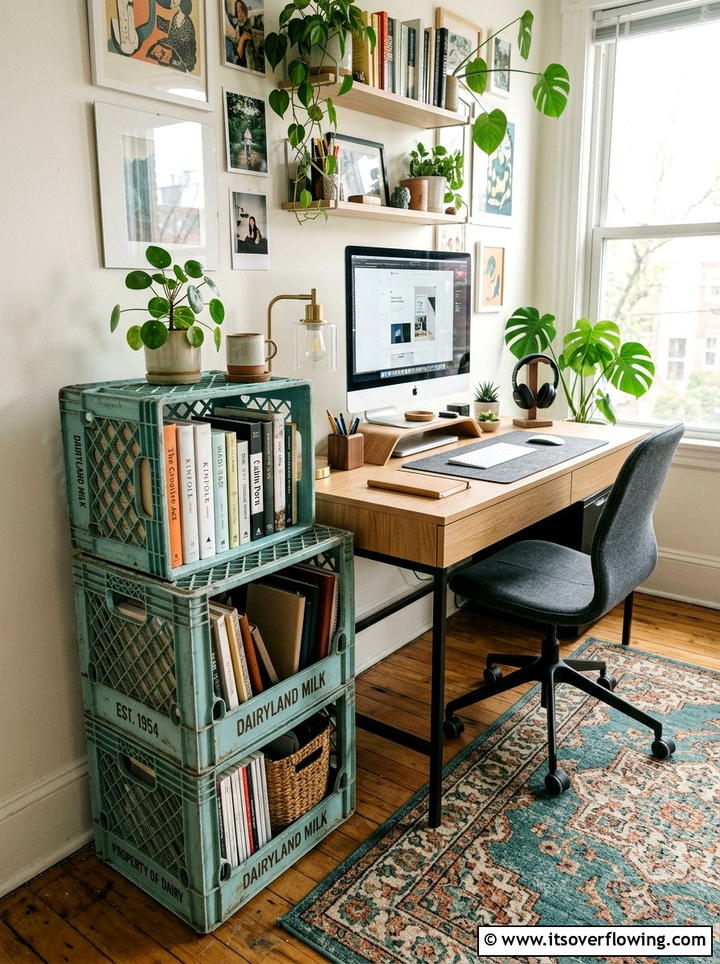 Metal Milk Crate - 25 reusing old things ideas for tables