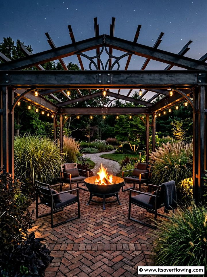 Metal Pergola Fire Pit - 25 backyard ideas with pergola and fire pit