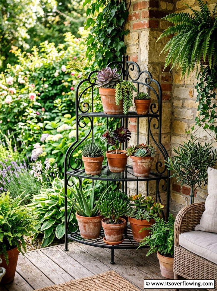 Metal Plant Stands - 25 front porch ideas with metal decor