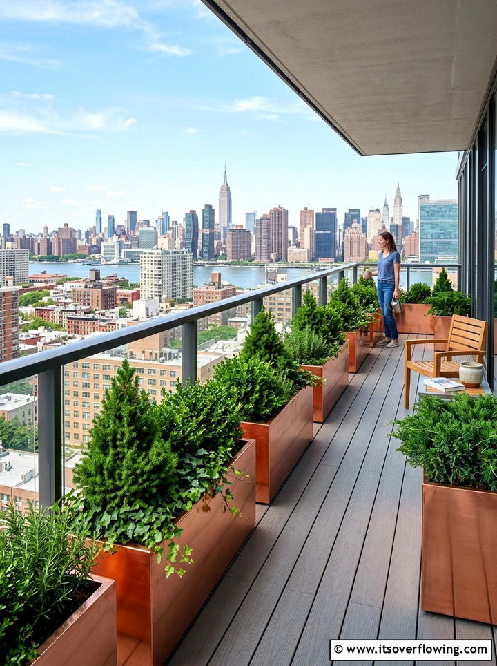 Metal Planter Boxes - 25 small garden ideas for windy balconies