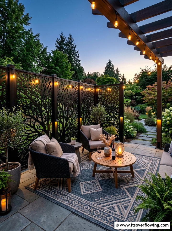Metal Privacy Screen - 25 garden decor ideas for cozy evenings