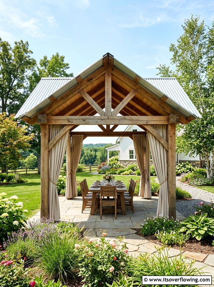 Metal Roof Gazebo - 25 backyard ideas with farmhouse style