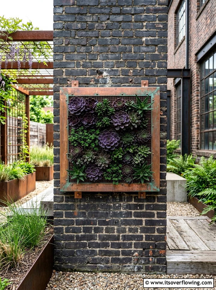 Metal Succulent Wall Frame - 25 garden ideas with succulent frames