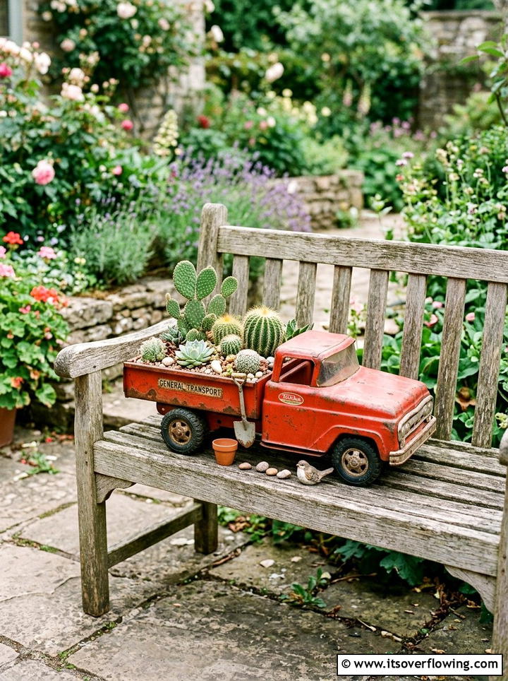Metal Toy Truck Garden - 25 upcycled garden ideas