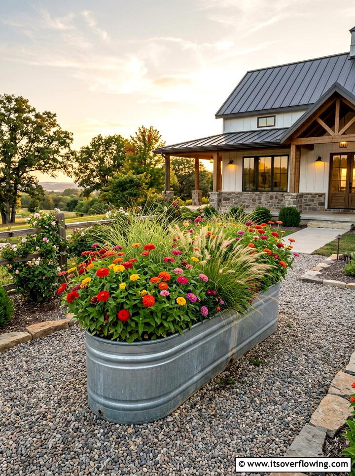 Metal Trough Garden - 25 small garden ideas with raised beds