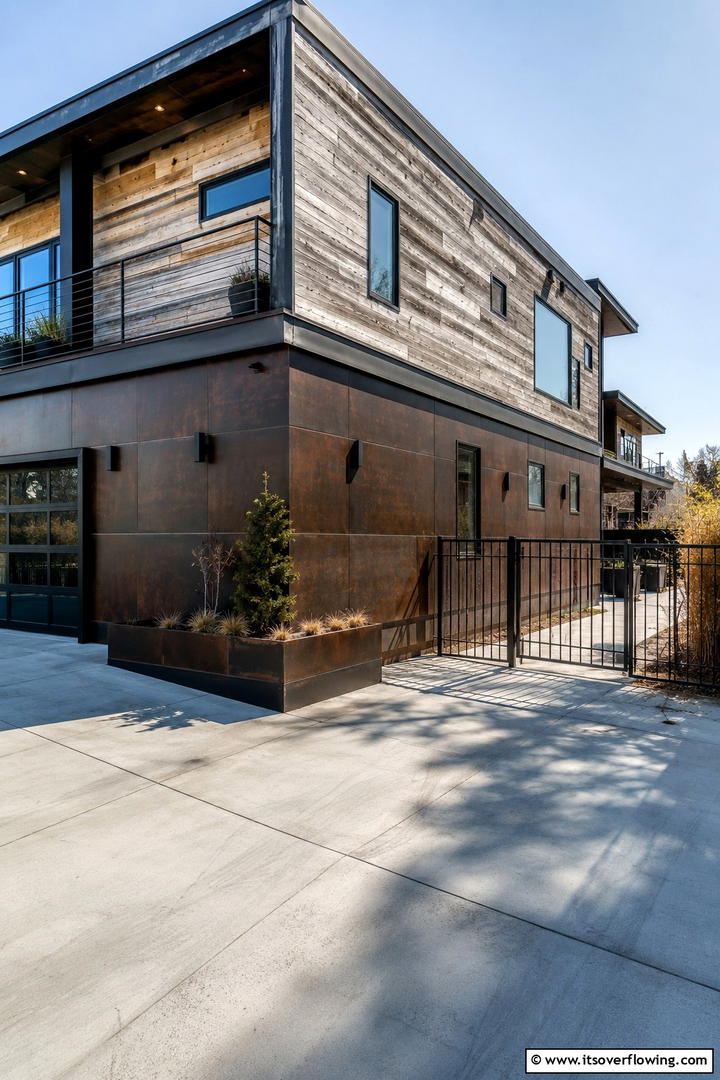 Metal Wainscoting for Industrial Edge - 25 Exterior Wainscoting Ideas to Enhance Your Home’s Curb Appeal