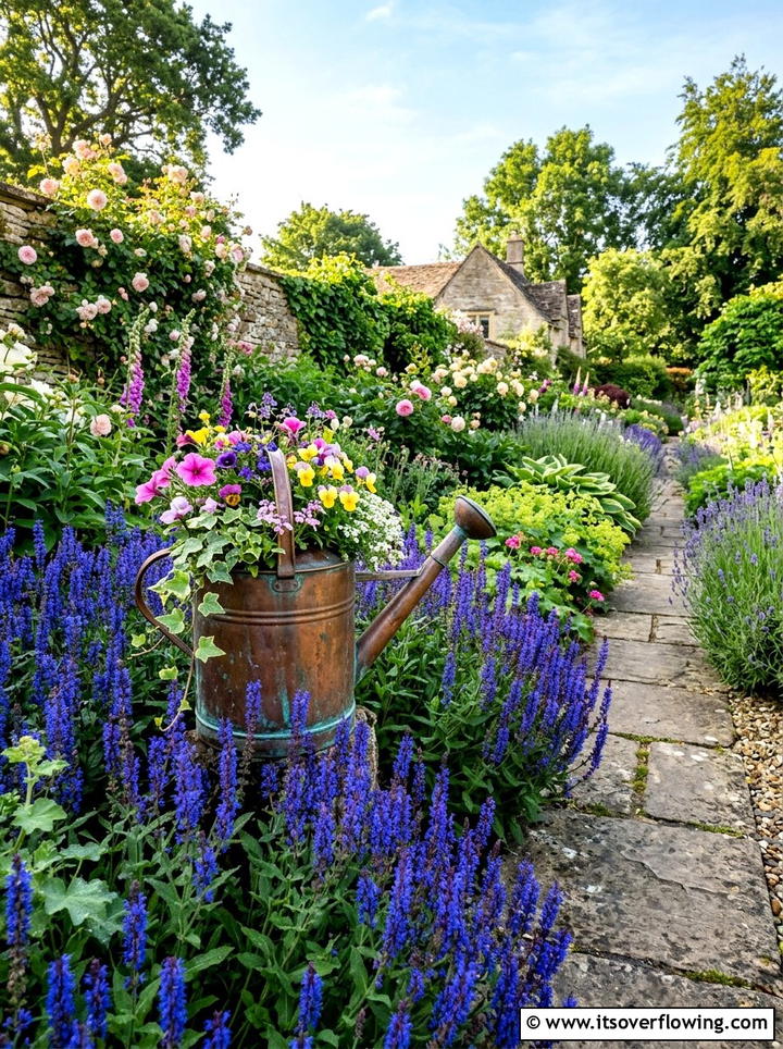 Metal Watering Can Planter - 25 reusing old things ideas for container garden