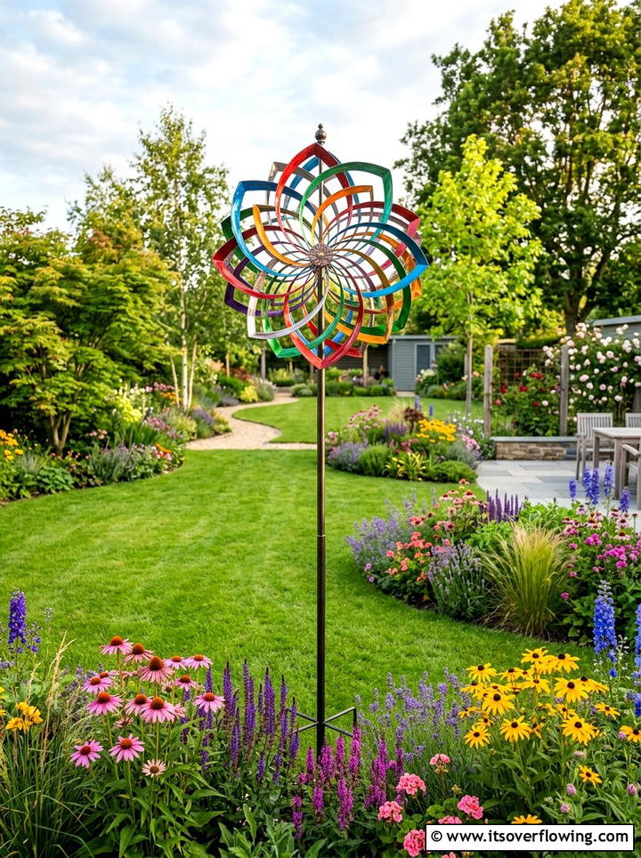 Metal Wind Spinner - 25 garden decor ideas with metal art