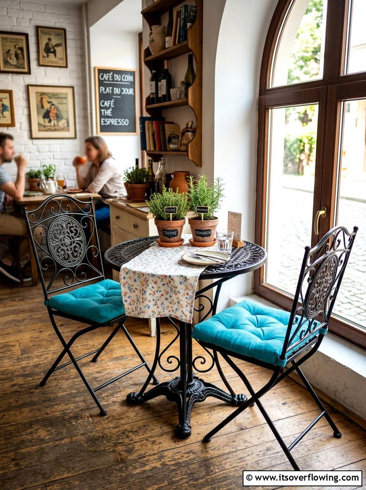 Metal bistro set - 25 front porch decor ideas with cushions