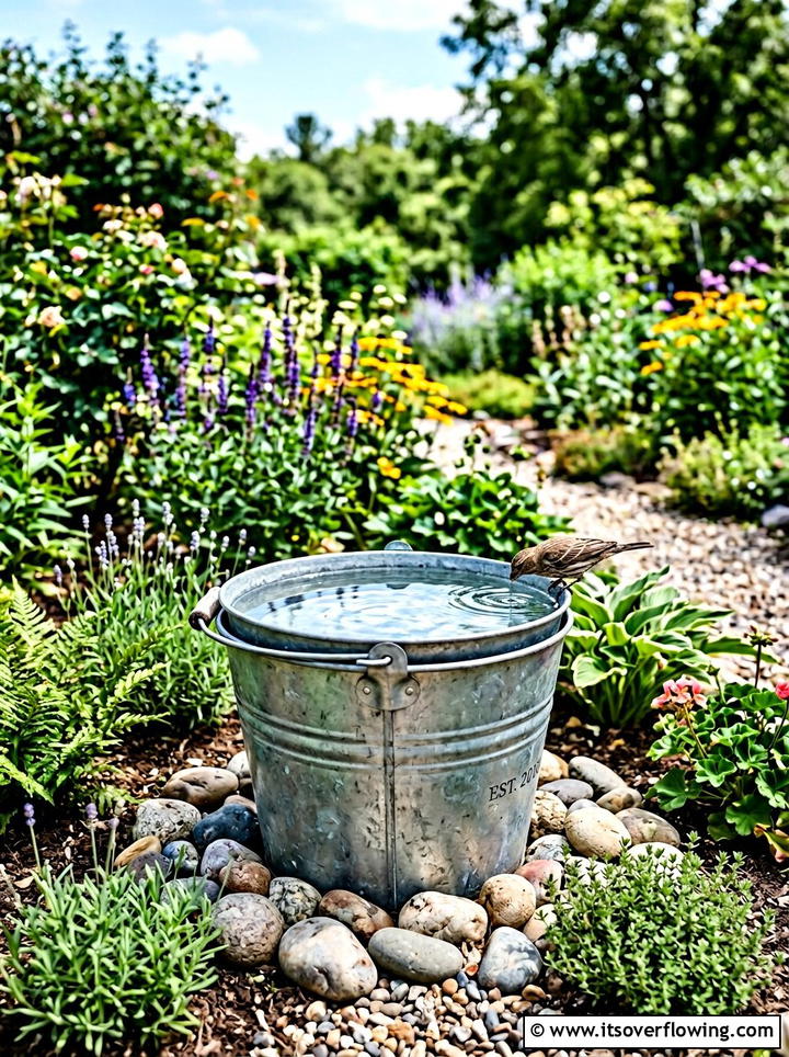 Metal bucket bird bath - 25 reusing old things ideas for bird baths
