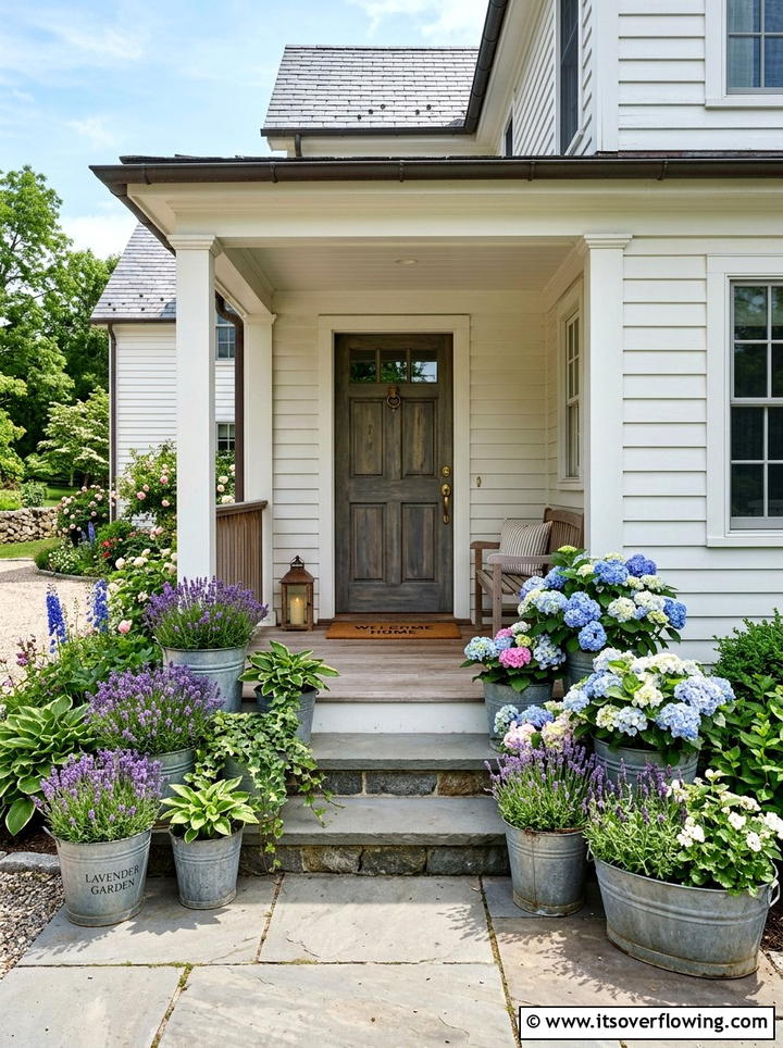 Metal bucket flower garden - 25 cheap garden ideas with repurposed containers