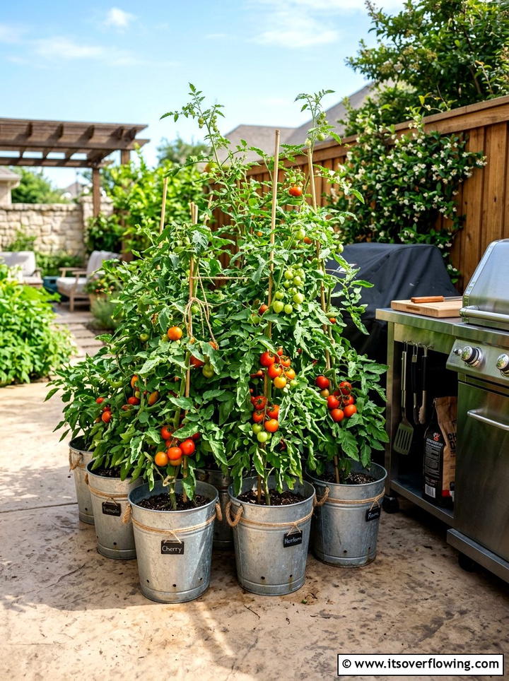 Metal bucket planter - 25 upcycled garden ideas for sunny spaces