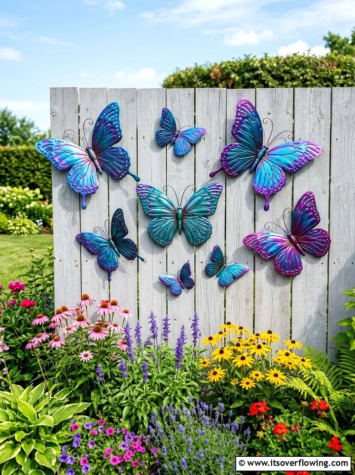 Metal butterfly wall decor - 25 garden decor ideas with wall art