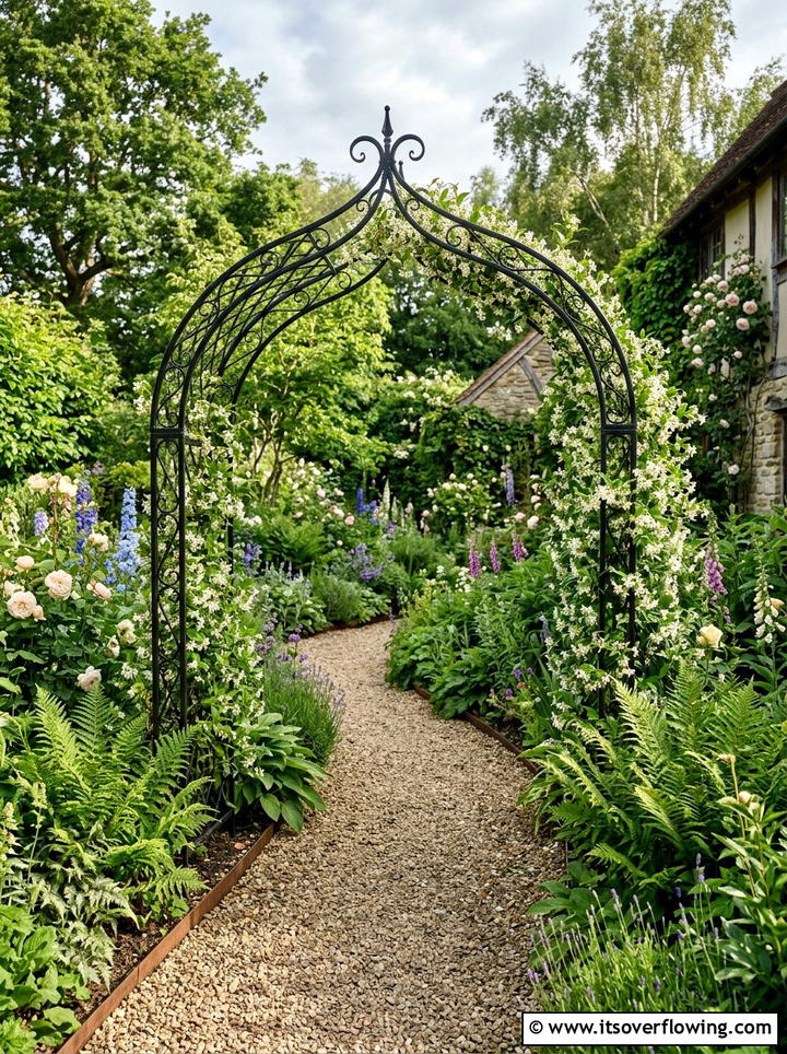 Metal garden arch over pathway - 25 garden decor ideas with garden arches