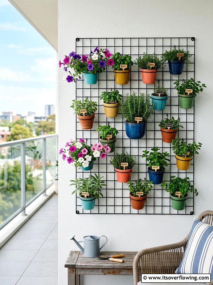 Metal grid for pots - 25 garden design ideas with vertical gardens