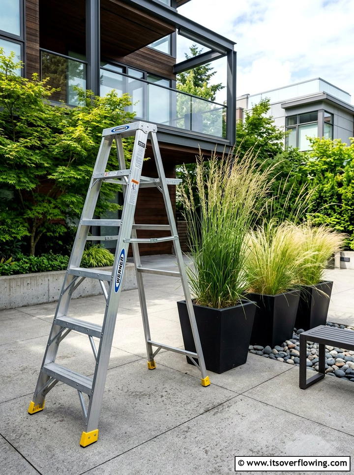 Metal industrial ladder - 25 creative garden ideas with ladder planters