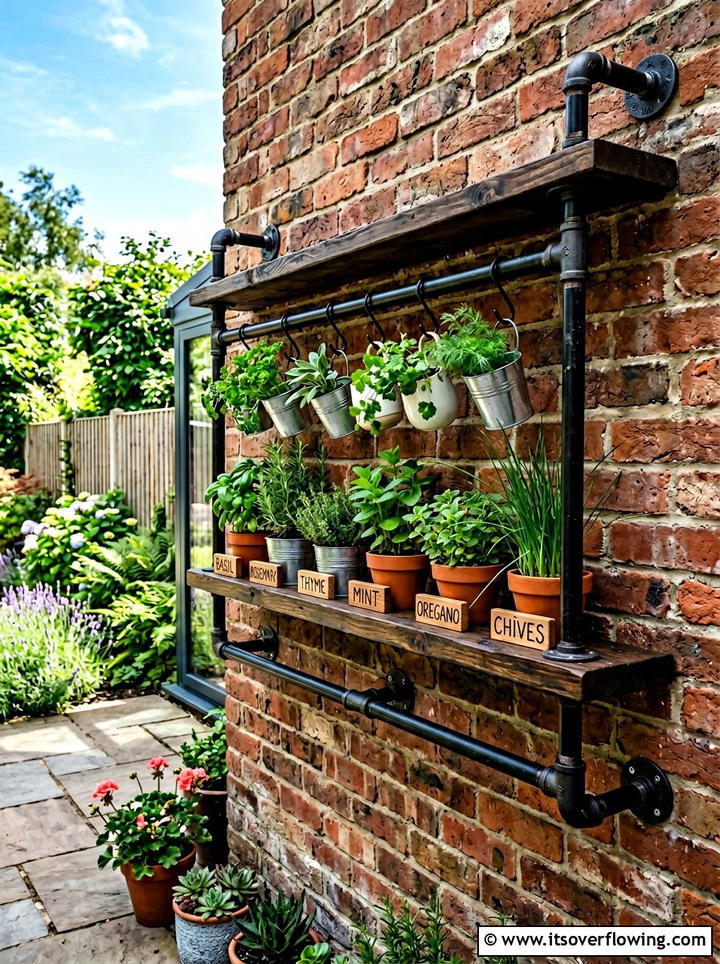 Metal pipe herb rack - 25 front porch ideas with herb planters