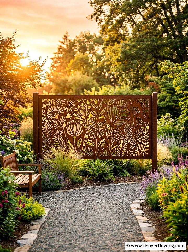 Metal privacy screen - 25 garden ideas for windy areas