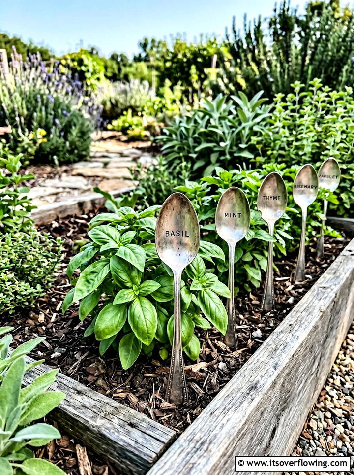 Metal spoon garden markers - 25 reusing old things ideas for garden decor