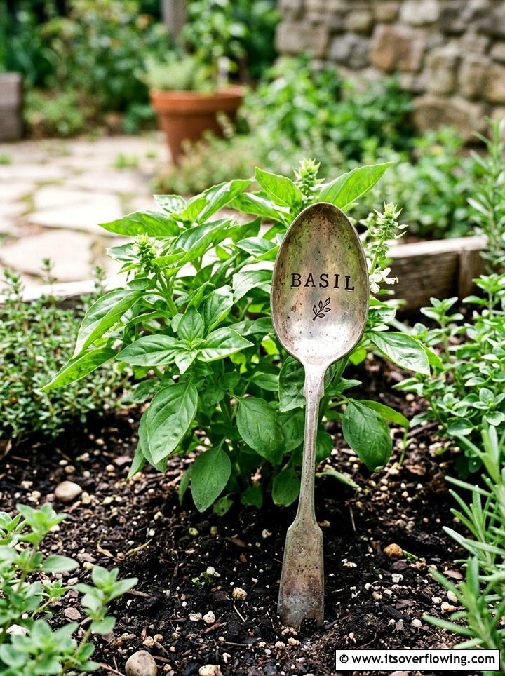 Metal spoon marker - 25 recycled garden ideas for teachers
