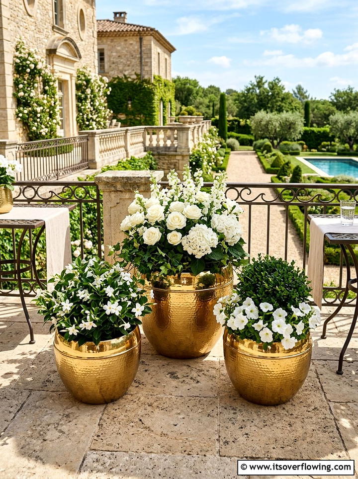 Metallic Gold Accent Pots - 25 garden ideas with painted pots