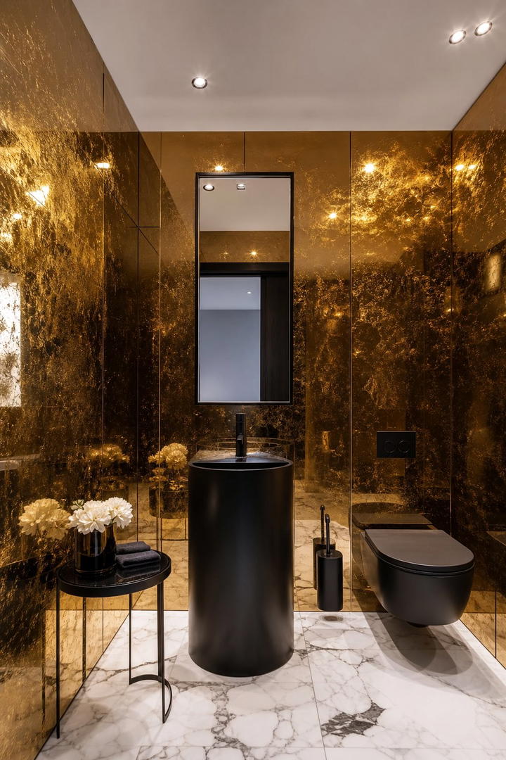 Metallic Walls - 25 Maximalist Bathroom Design Ideas for Bold Spaces