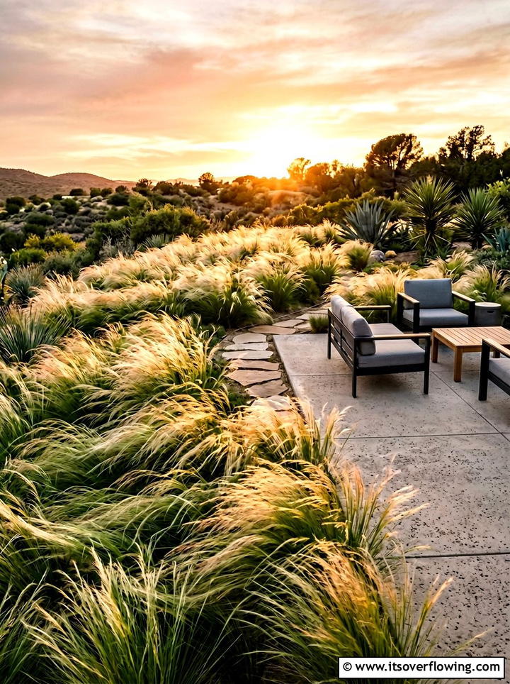 Mexican Feather Grass Planting - 25 garden design ideas with drought tolerant plants